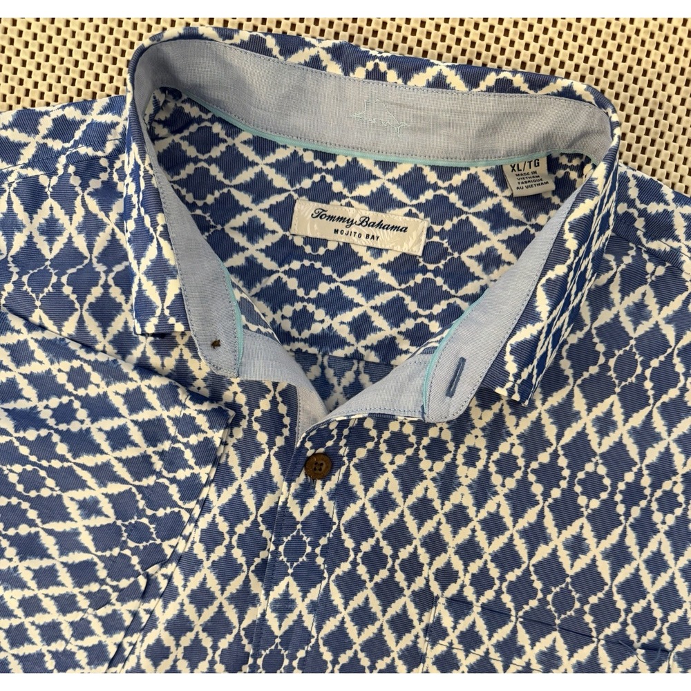 Tommy Bahama Mojito Bay Island Zone Relaxed XL SS Shirt Geometric Shibori Print